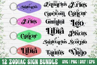 Zodiac Sign Bundle Motel Keychain SVG Graphic By GraphicsTreasures