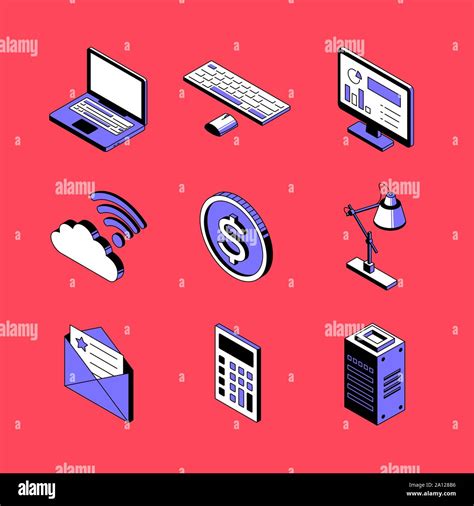 Office And Technology Vector Isometric Icons Set Stock Vector Image And Art Alamy