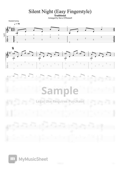 Traditional Silent Night Simple Fingerstyle Easy Fingerstyle Version