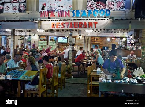 Hua Hin Crowded Popular Seafood Restaurant At Hua Hin Night Market