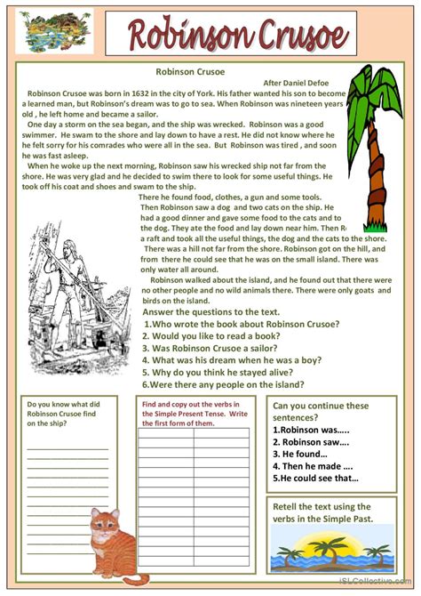 Robinson Crusoe English Esl Worksheets Pdf Doc