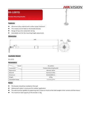 Hikvision DS 1297ZJ CCTV Accessory Data Sheet Manualzz