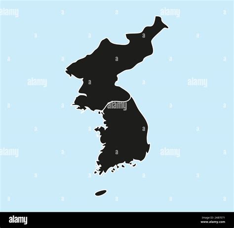 Mapa de Corea del Sur al Norte sobre un fondo blanco Ilustración