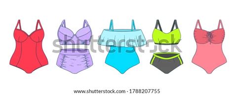 Swimming Suits Set Doodle Bikini Collection Stock Vector Royalty Free