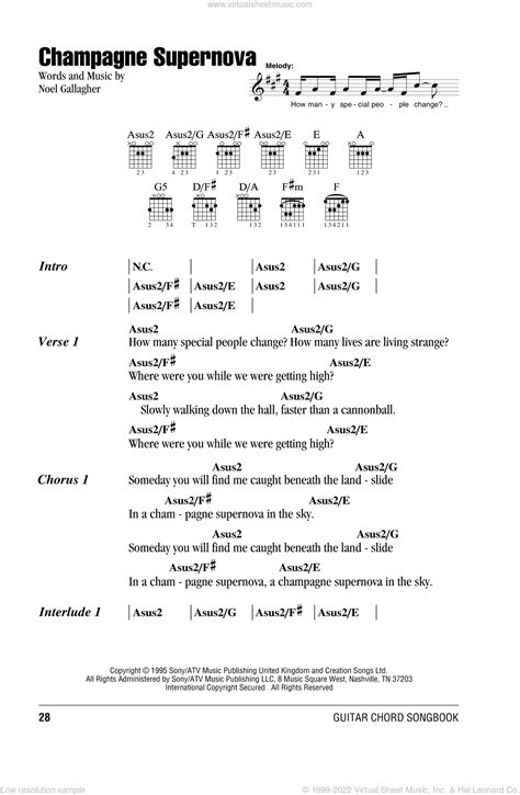 Oasis Champagne Supernova Sheet Music For Guitar Chords Pdf