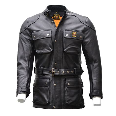 Mens Goldtop Black 4 Pocket Police Style Patrol Leather Motorcycle ...