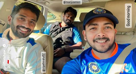 Picture Prithvi Shaw Poses With Sanju Samson And Rahul Tripathi For A