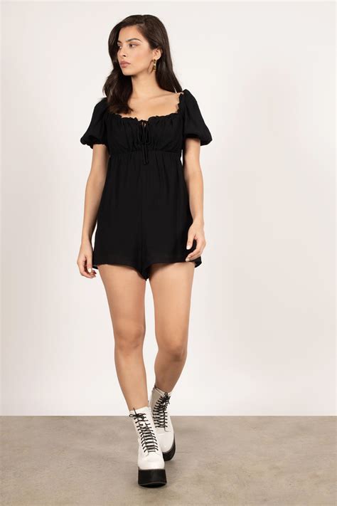 Cute Black Romper Plunging Romper Black Romper Black Romper