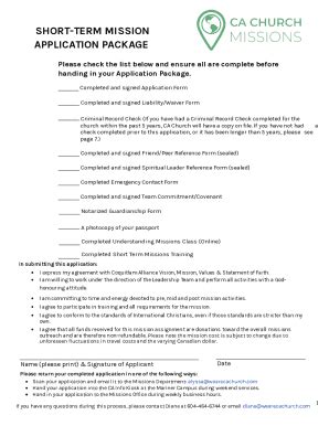 Fillable Online Trinitypca Orgwp Contentuploadsshort Term Mission