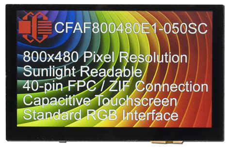 800x480 5 Inch Full Color TFT From Crystalfontz