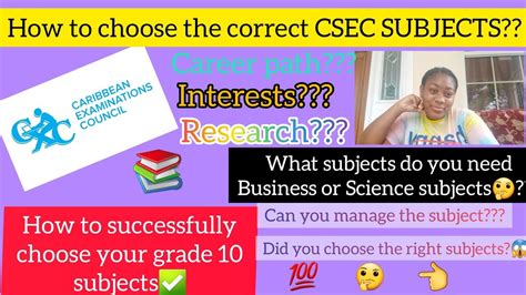 Did You Choose The CORRECT CSEC SUBJECTS HOW TO SUCCESSFULLY CHOOSE