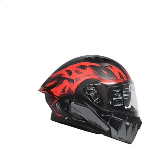 Casco Abatible Ich Tyrano Negro Mate Rojo Visor Tr Env O Gratis