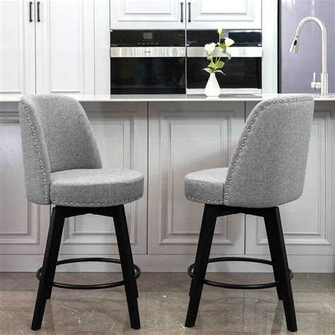 Luna Swivel High Back Nail Head Counter Stools 26 Set Of 2 Minceta