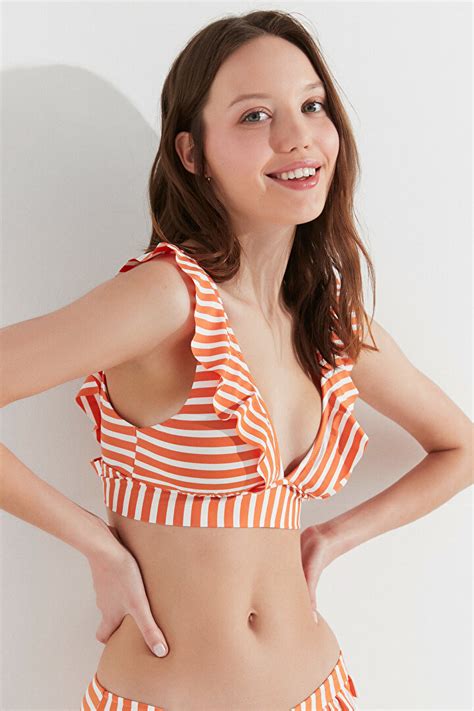 Lea Deep Frill Bikini Top Plkzb Z Iy Mix Multi Colour Penti