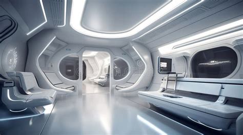 Modern Futuristic Interior Design of Spaceship Living Room with Bright ...