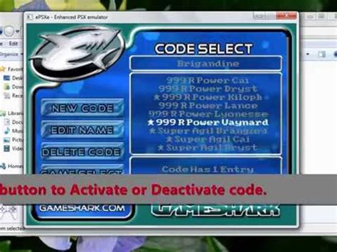 Gameshark Version Unl For Epsxe Emulator Work Youtube