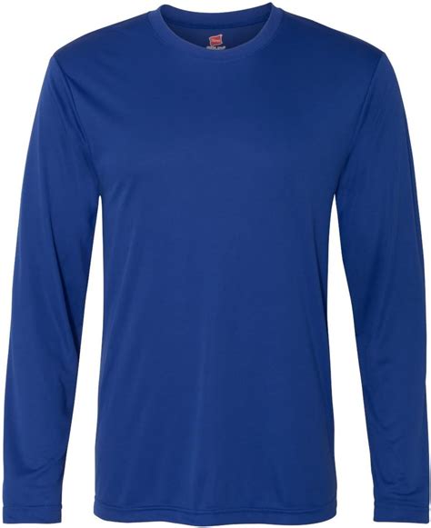 Hanes Men S Pack Long Sleeve Cool Dri T Shirt Upf Deep Royal