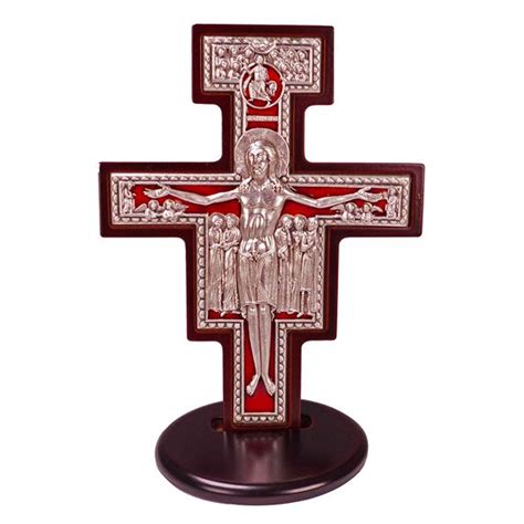 Standing San Damiano Crucifix With Red Enamel Ewtn Religious Catalogue