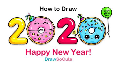 How To Draw 2020 Happy New Year Art