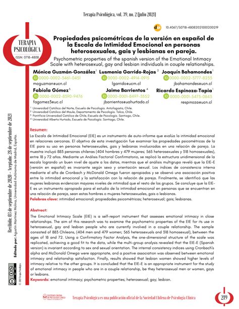 PDF Propiedades psicométricas de la versión en español de la Escala