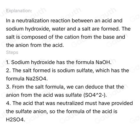 Solved: A neutralization reaction between an acid and sodium hydroxide ...