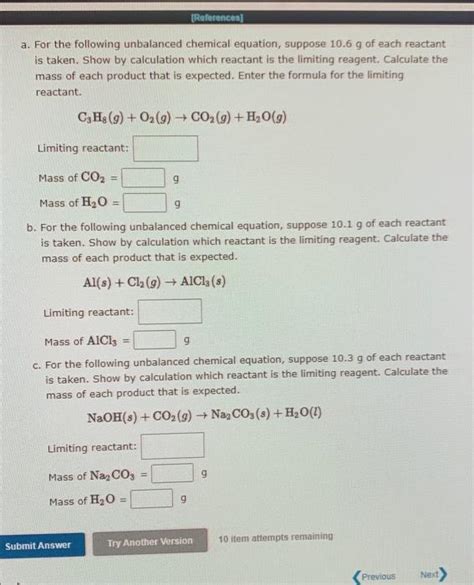 Solved A For The Following Unbalanced Chemical Equation Chegg