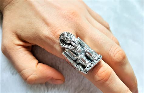 PHARAOH Ring 925 STERLING SILVER Tutankhamun Egyptian Sphinx Ring ...