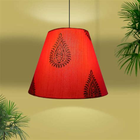 Paisley Pendant Lamp Block Printed Fabric Pendant Lamp Shade