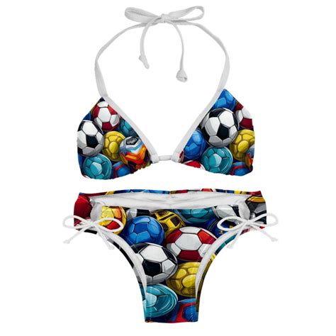 Football Swim Wear Detachable Sponge Adjustable Strap Bikini Set Two