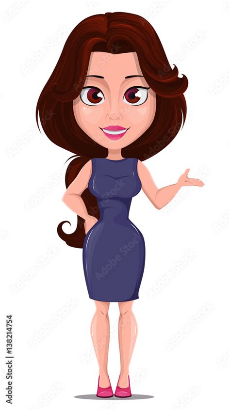 Businesswoman Cartoon Character For Design Animation Modern Beautiful Business Woman In Dark