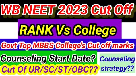 Neet 2023 Expected Cut Off For West Bengal। Neet Cut Off Wb। Counseling Date। Strategy For