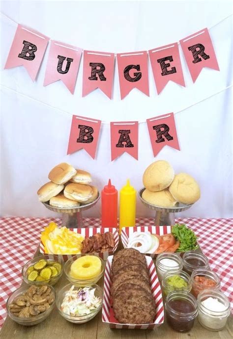 burger bar, birthday party themes, lettuce and tomato, ketchup and ...