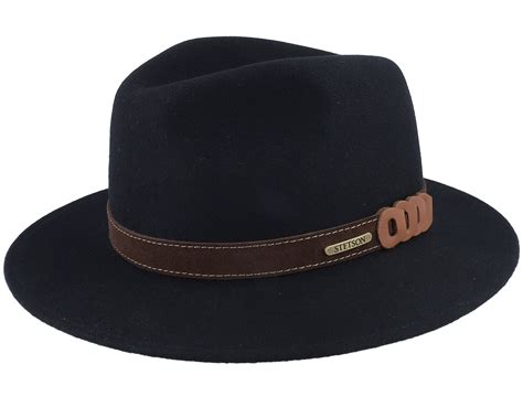 Traveller Woolfelt Black Fedora - Stetson hat | Hatstoreworld.com