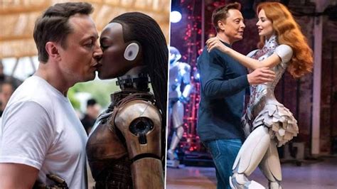 Elon Musk Has Humanoid Robot Wives Bizarre Pictures Of Tesla Ceo Kissing Robot Surface Online