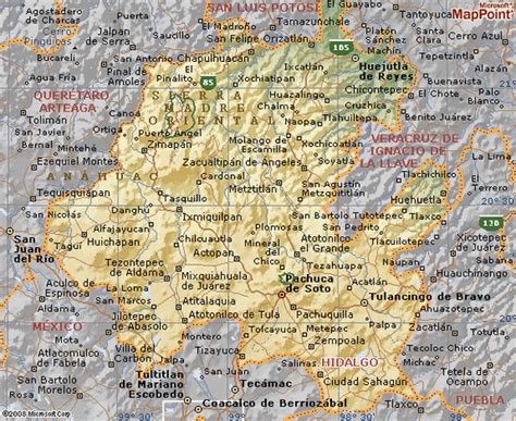 Mapa de Hidalgo - Mapa Físico, Geográfico, Político, turístico y Temático.