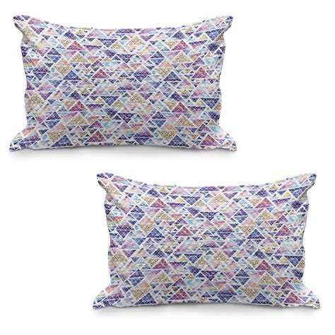 Geometric Quilted Pillowcover Set Of Abstract Triangular Space