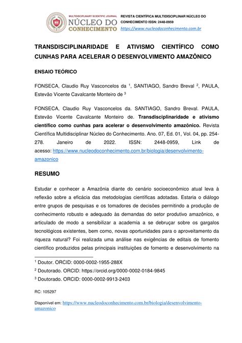 Pdf Revista CientÍfica Multidisciplinar NÚcleo Do