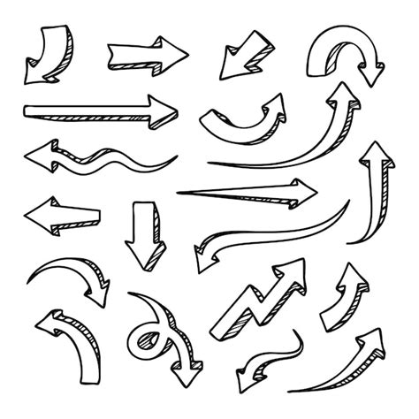 Conjunto De Varios Elementos De Vector De Flecha Dibujada A Mano