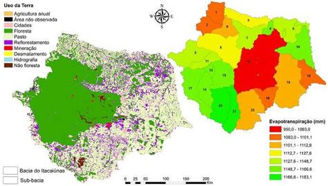 Uso e ocupação da terra e evapotranspiração potencial por sub bacia