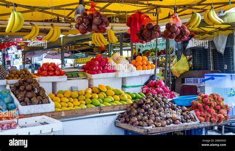 Fresh Fruit Market Stall On Jalan Alor Street Bukit Bintang Kuala