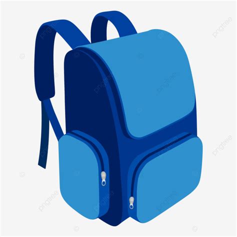 Tas Sekolah Warna Biru Vektor Perlengkapan Sekolah Tas Sekolah Tas