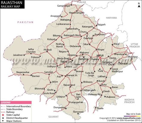 Rajasthan Railway Network Map | Rajasthan, India map, Railway network