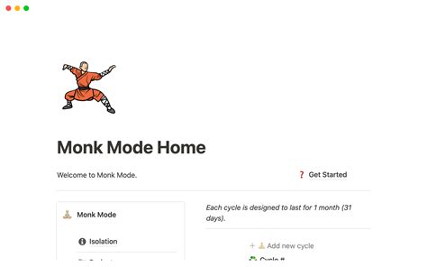 Monk Mode Os Notion Template