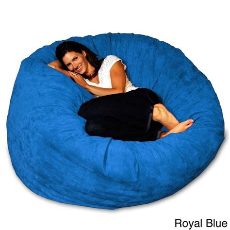 5 Foot Memory Foam Bean Bag Chair Royal Blue Micro Suede Size Large Microfiber Bean Bag