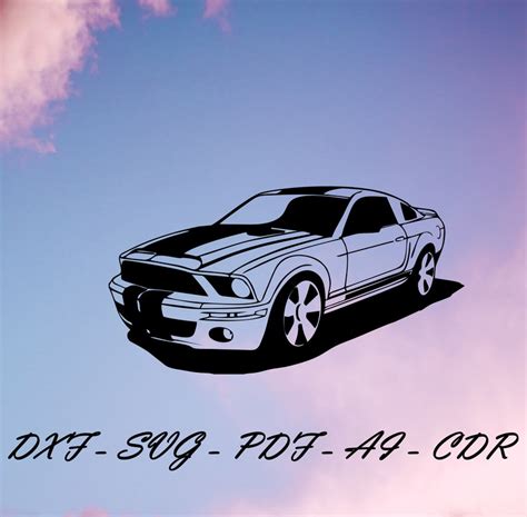 Ford Mustang Svg Cut Svg Dxf File Wall Sticker Pdf Silhouette Template