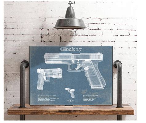 Glock 17 Blueprint Vintage Gun Print