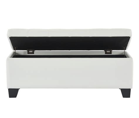 Modern Ottoman Winston Storage Ottoman In White Faux Leather Upholstery