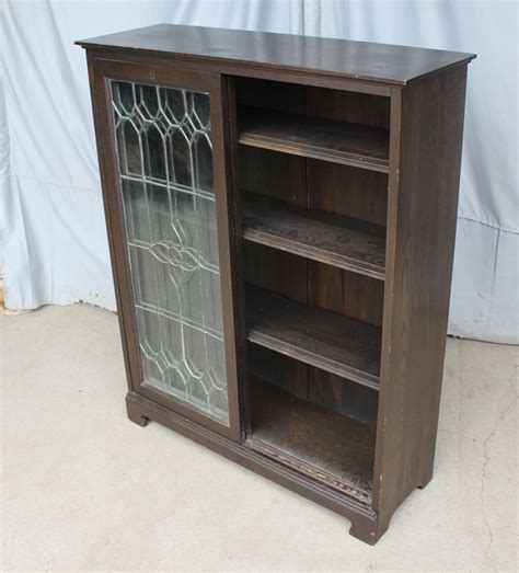 Bargain John's Antiques | Oak Bookcase - leaded glass sliding doors