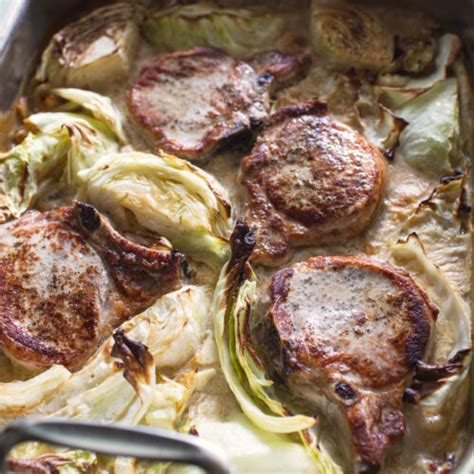 Pork Chops with Cabbage and Bacon - Sidewalk Shoes