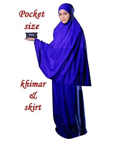 Muslim Womens Prayer Dress Pocket Size Hijab Scarf Skirt Islamic Abaya